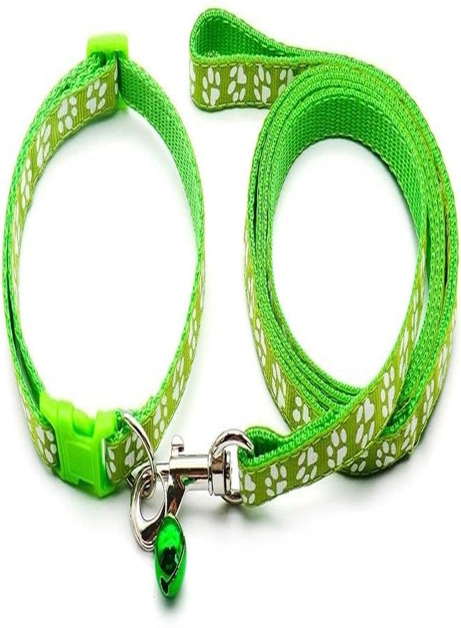 KsPups Pet Nylon Paw Printed Collar and Leash Set - Adjustable and Breathable Puppy Collar and Leash Set with Loudly Bell, Quick Release Clip Leash for Dogs Pack of-1 (Color May Vary) - Image 2